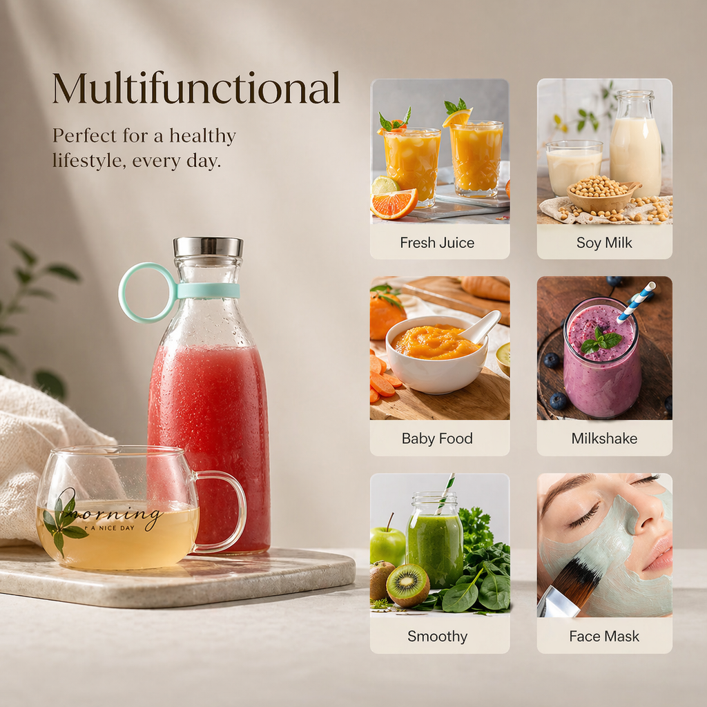Momentic SwiftMix™ | Portable Mini Juicer Blender | USB Rechargeable Smoothie Bottle for Travel & Gym