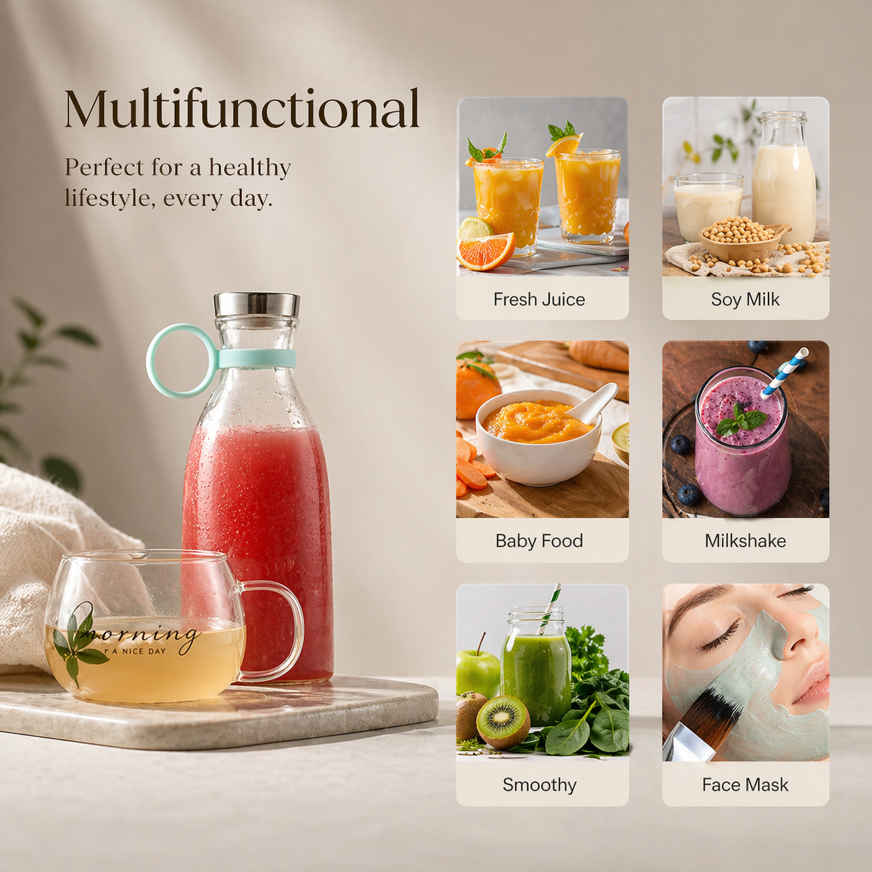 Momentic SwiftMix™ | Portable Mini Juicer Blender | USB Rechargeable Smoothie Bottle for Travel & Gym