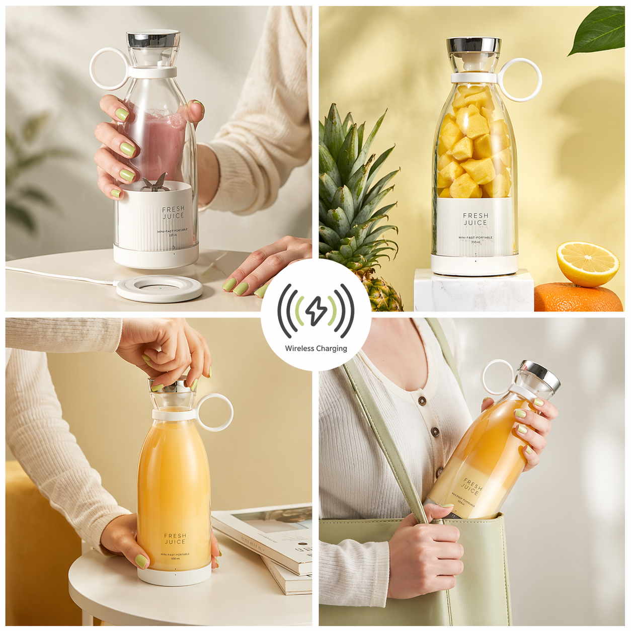 Momentic SwiftMix™ | Portable Mini Juicer Blender | USB Rechargeable Smoothie Bottle for Travel & Gym